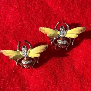 Yellow and Silver Bee Brooches
